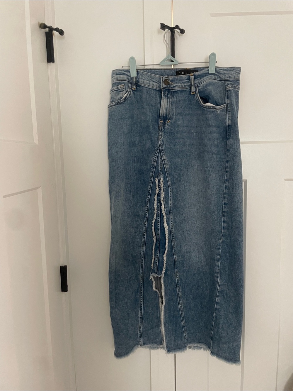 Women's Blue Denim Front-Slit Jeans Skirt